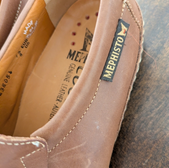 MEPHISTO MENS SHOES 8 M Tan LEATHER SANDALS COOL AIR Slip on - Picture 6 of 7